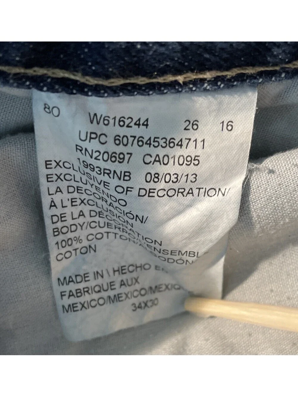 VTG Dickies Carpenter Blue Jeans Mens 34x30 Relaxed Fit Utility Workwear **READ*